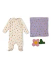 Bobo Choses Floral-print Babygrow (set Of Three) In Neutrals