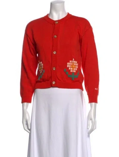 Pre-owned Bobo Choses Floral Print Crew Neck Sweater In Orange