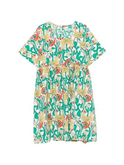 Bobo Choses Kids' Floral-print Dress In Green