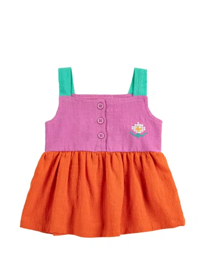 Bobo Choses Babies' Flower-embellished Dress In Orange