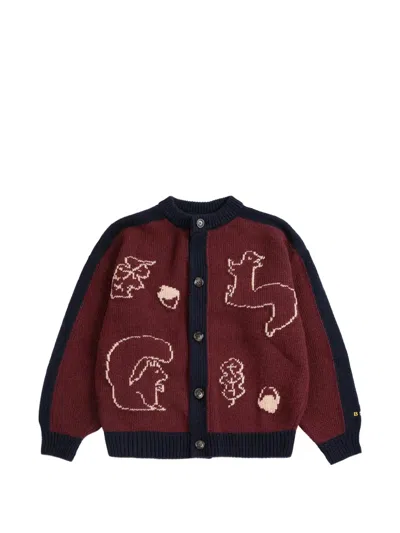 Bobo Choses Kids' Forest Scene Jacquard Cardigan In Red