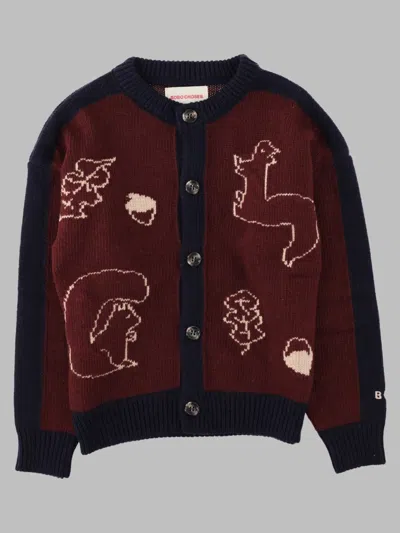 Bobo Choses Forest Scene Kids Cardigan Sweater In Red