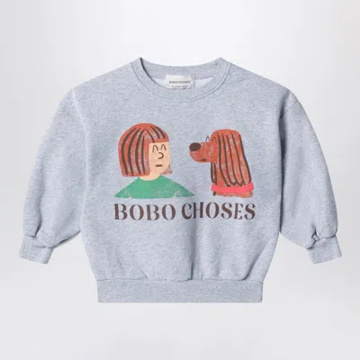 Bobo Choses Friends In A Pickle Grey Mélange Sweatshirt In Blue