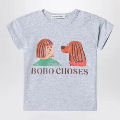 Bobo Choses Friends In A Pickle Grey Mélange T-shirt In Gray
