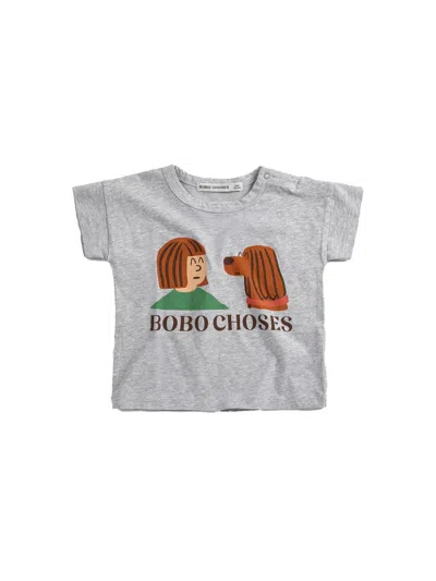 Bobo Choses Babies'  "friends In A Pickle" T-shirt In Gray