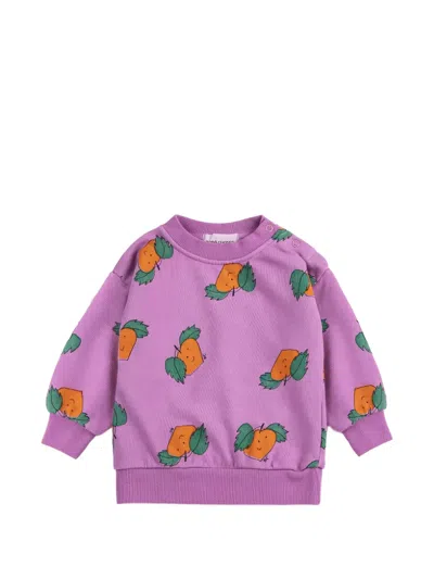 Bobo Choses Kids' Fruit-print Press-stud Sweater In Purple