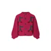 Bobo Choses Fuchsia Cardigan For Girl With Cherries In Fuchsia