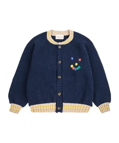 Bobo Choses Fun Face Cardigan In Blue