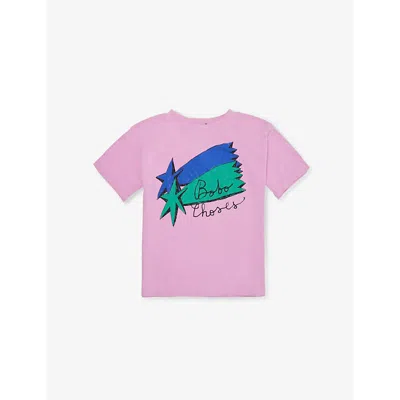 Bobo Choses Kids' Fuchsia Fun Shoot Star Short-sleeves Organic-cotton T-shirt 2-11 Y
