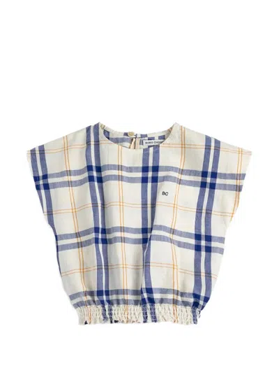 Bobo Choses Kids' Fun Tartan Shirred-waist Top In Neutral