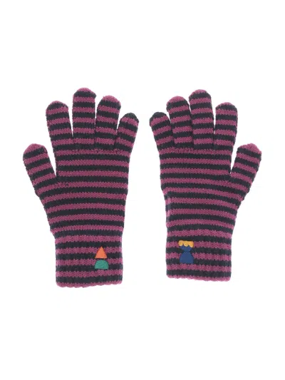 Bobo Choses Funny Friends Mini Striped Knit Gloves For Girls In Multicolour