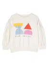 Bobo Choses Beige T-shirts For Kids With Print And Logo In Neutrals
