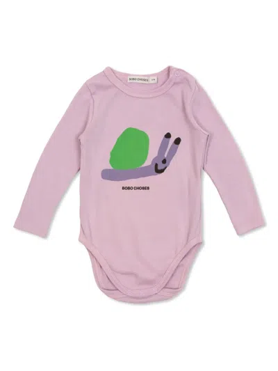 Bobo Choses Babies' Funny Snail Bodysuit In Pink