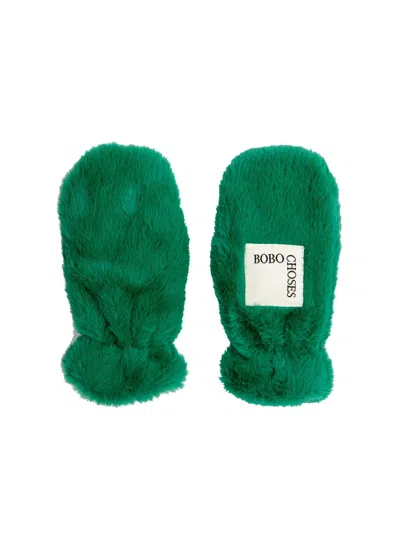 Bobo Choses Furry Mini Mittens For Kids In Green