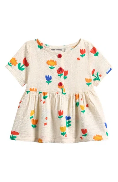Bobo Choses Babies'  Garden Party Cotton Seersucker Dress In Off White
