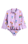 Bobo Choses Floral Motif Swimsuit In Lavender