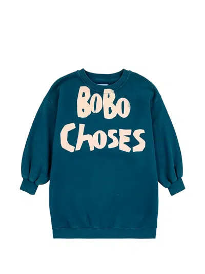 Bobo Choses Kids' 개더 소매 탑 In Blue