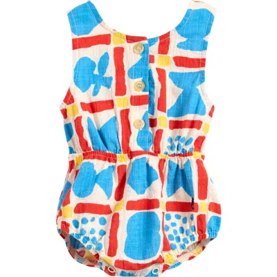 Bobo Choses Babies'  Geometric Game Organic Cotton Bubble Romper In Ivory Multicolor