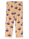 Bobo Choses Beige Trousers For Boy With Multicolor Boat Print All-over In Neutrals