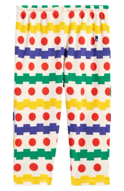 Bobo Choses Babies'  Geometric Print Organic Cotton Waffle Knit Pants In White Multicolor