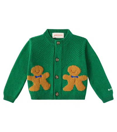 Bobo Choses Gingerbread Intarsia Cardigan In Green