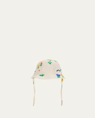 Bobo Choses Kids' Girl's Garden Party Bucket Hat In Offwhite