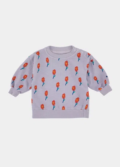 Bobo Choses Kids' Girl's Graphic Flowers Sweatshirt In Lavender