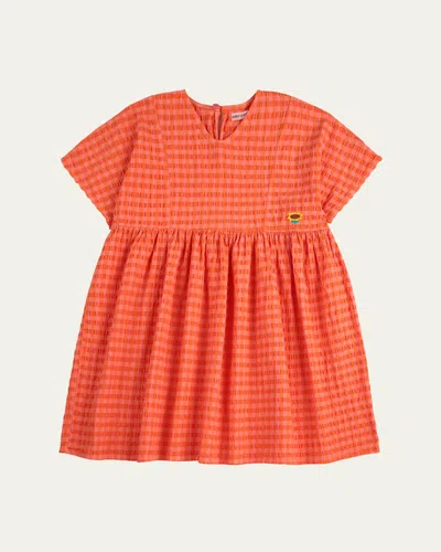BOBO CHOSES GIRL'S VICHY STRIPED WOVEN DRESS