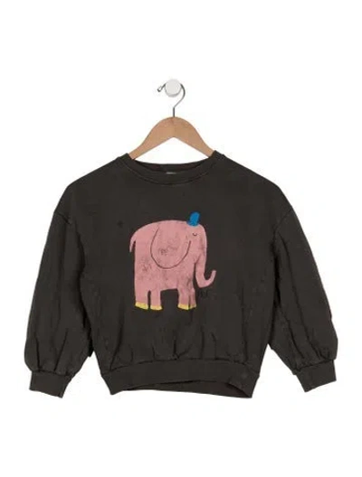 Pre-owned Bobo Choses Kids' Girls Pattern Printed Crewneck Sweatshirt In Grey
