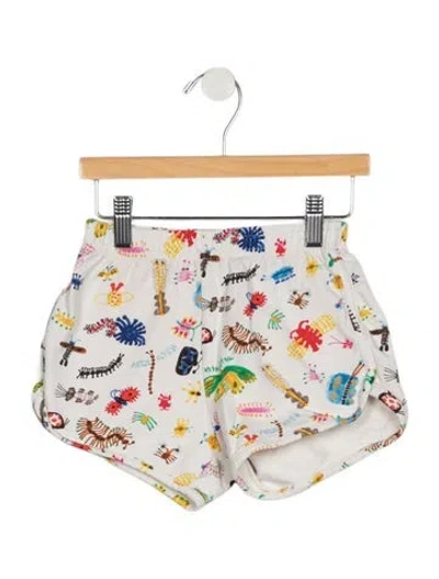 Pre-owned Bobo Choses Kids' Girls Pattern Printed Patch Pocket Shorts In White