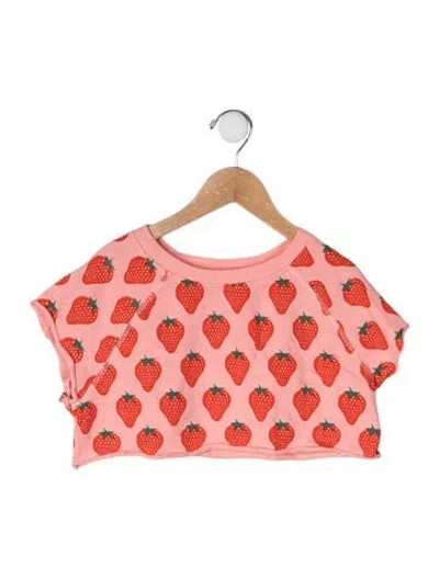 Pre-owned Bobo Choses Babies' Girls' Patterned Short Sleeve Top In Pink