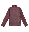 Bobo Choses Glitter Turtleneck Top In Burgundy