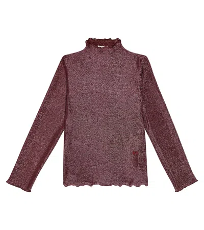 Bobo Choses Kids' Glitter Turtleneck Top In Burgundy