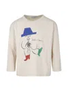 Bobo Choses Ivory T-shirt For Kids With Flat Player In White