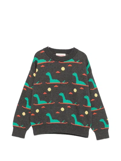 Bobo Choses Kids' Graphic-intarsia Knitted Sweater In Grau