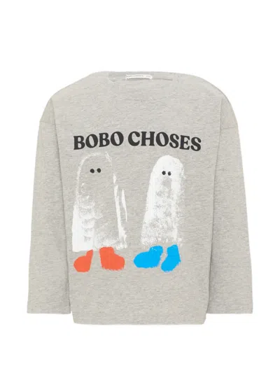 Bobo Choses Kids' Graphic-print Long-sleeve T-shirt In Gray