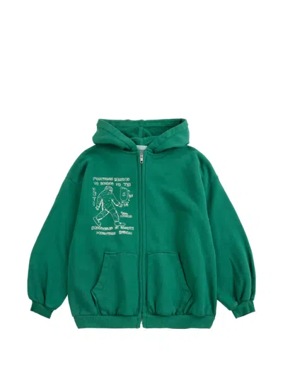 Bobo Choses Kids' Graphic-print Zip-up Hoodie In Green