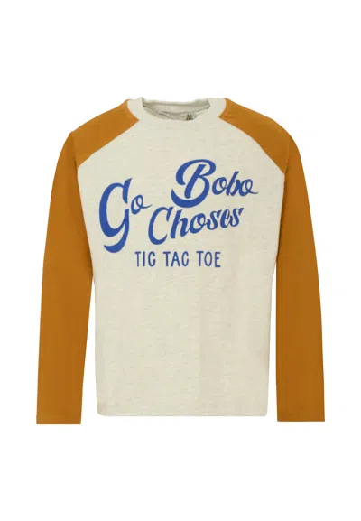 BOBO CHOSES GRAY T-SHIRT FOR KIDS WITH BLUE LOGO
