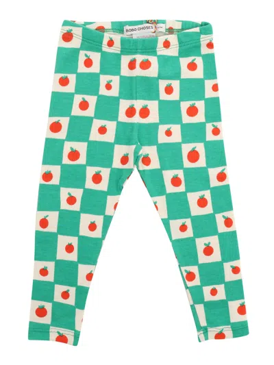 Bobo Choses Kids' Green Leggings With Prints In White