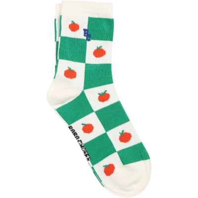 Bobo Choses Green Socks For Kids With Tomatoes In Multicolor