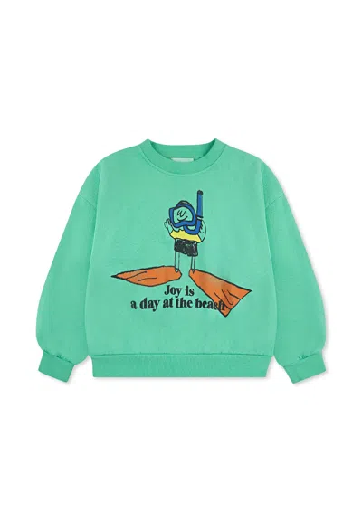 Bobo Choses Green Sweatshirt For Kids With Diver Print