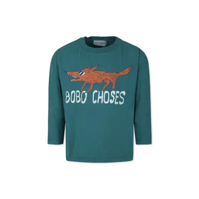 Bobo Choses Green T-shirt For Kids With Flox