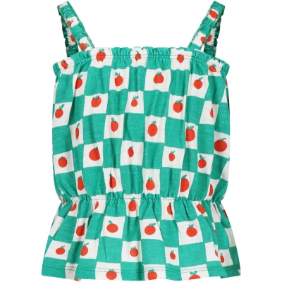 Bobo Choses Kids' Green Top For Girl With Tomatoes