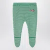 Bobo Choses Green/white Race Car Footed Leggings In Green
