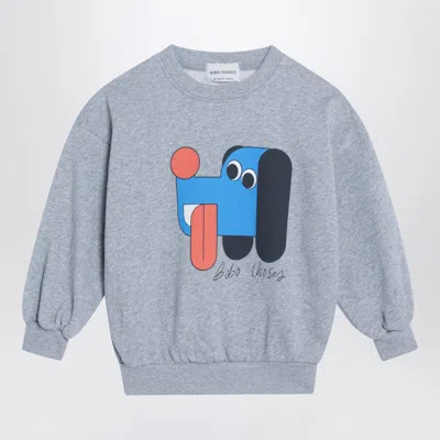 BOBO CHOSES GREY SWEATSHIRT WITH LOGO PRINT