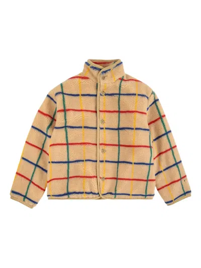 Bobo Choses Kids' Grid-pattern Fleece Jacket In Neutral