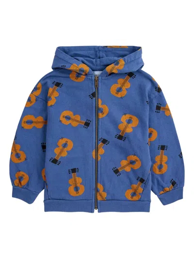 Bobo Choses Kids' Guitar-print Zip-up Hoodie In Gold