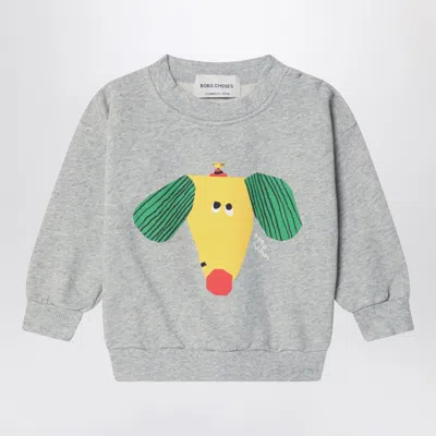 Bobo Choses Happy Dog Gray Sweatshirt In Grey