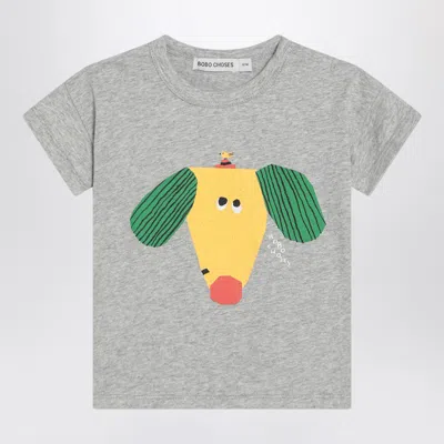 Bobo Choses Happy Dog Mini Graphic T-shirt For Unisex In Gray