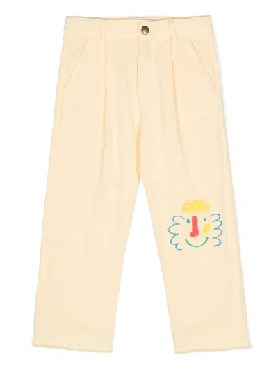 Bobo Choses Kids' Happy Mask Chino Trousers In Yellow